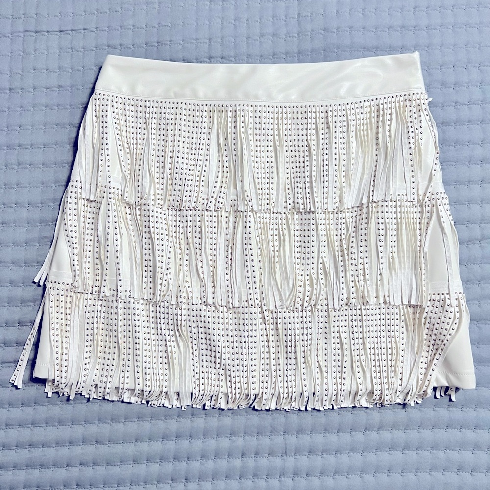 Women’s Leather Fringe Mini Skirt